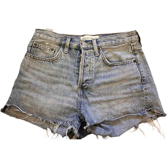 Denim Forum Pants - Aritzia Denim Forum Yoko High Rise Button Fly Raw Hem Cut Off Shorts, Size 26